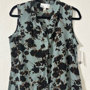 Black Sleeveless Mandarin Collar Blouse
